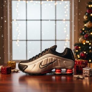 Nike Black and Gray Sneakers with Red Accents